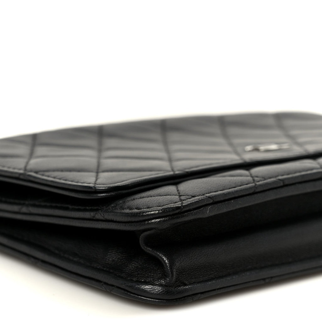 Chanel Lambskin Quilted Wallet On Chain WOC Black