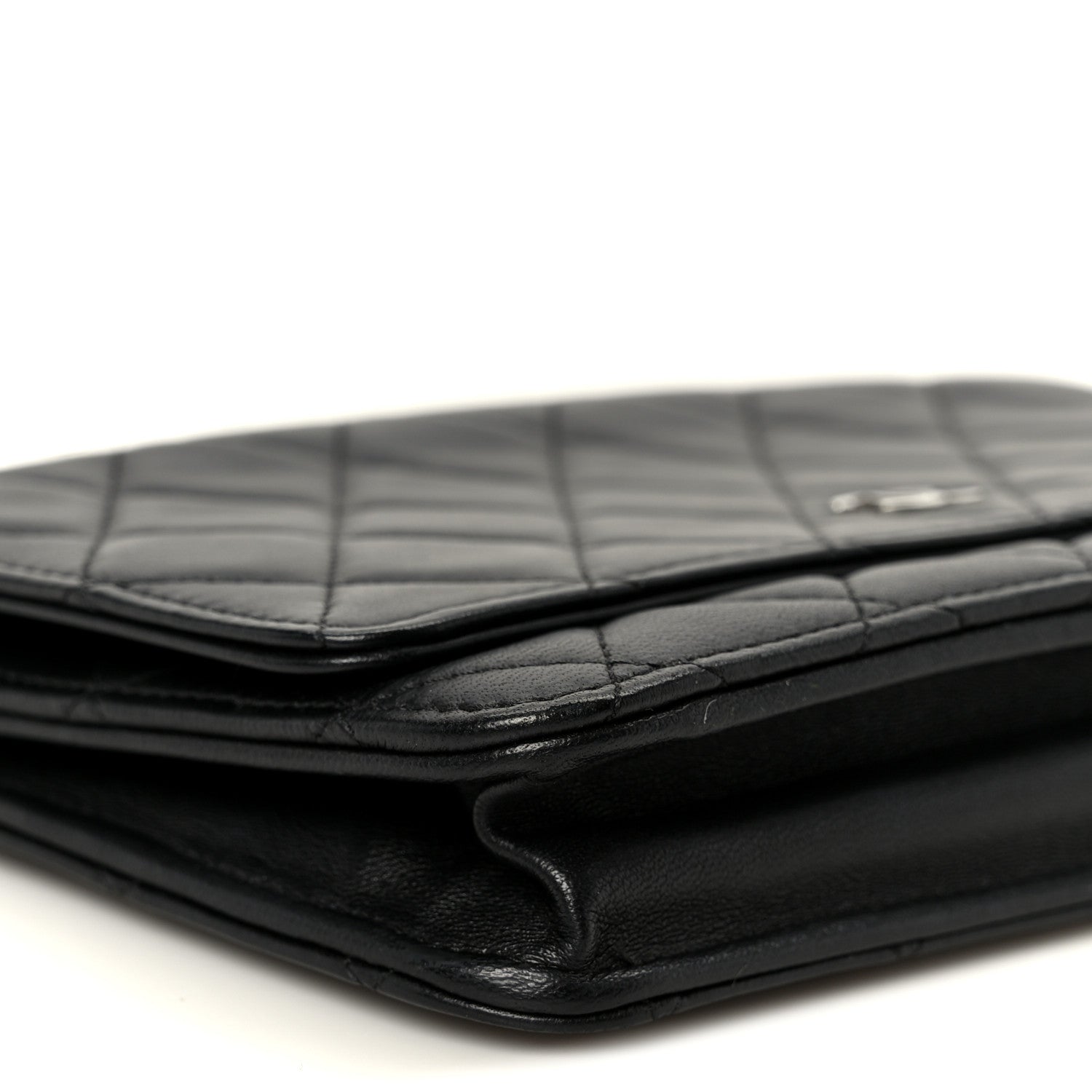 Chanel Lambskin Quilted Wallet On Chain WOC Black