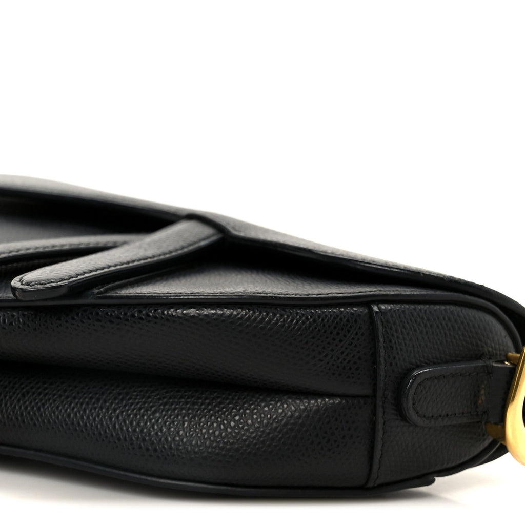 Christian Dior Grained Calfskin Mini Saddle Bag Black
