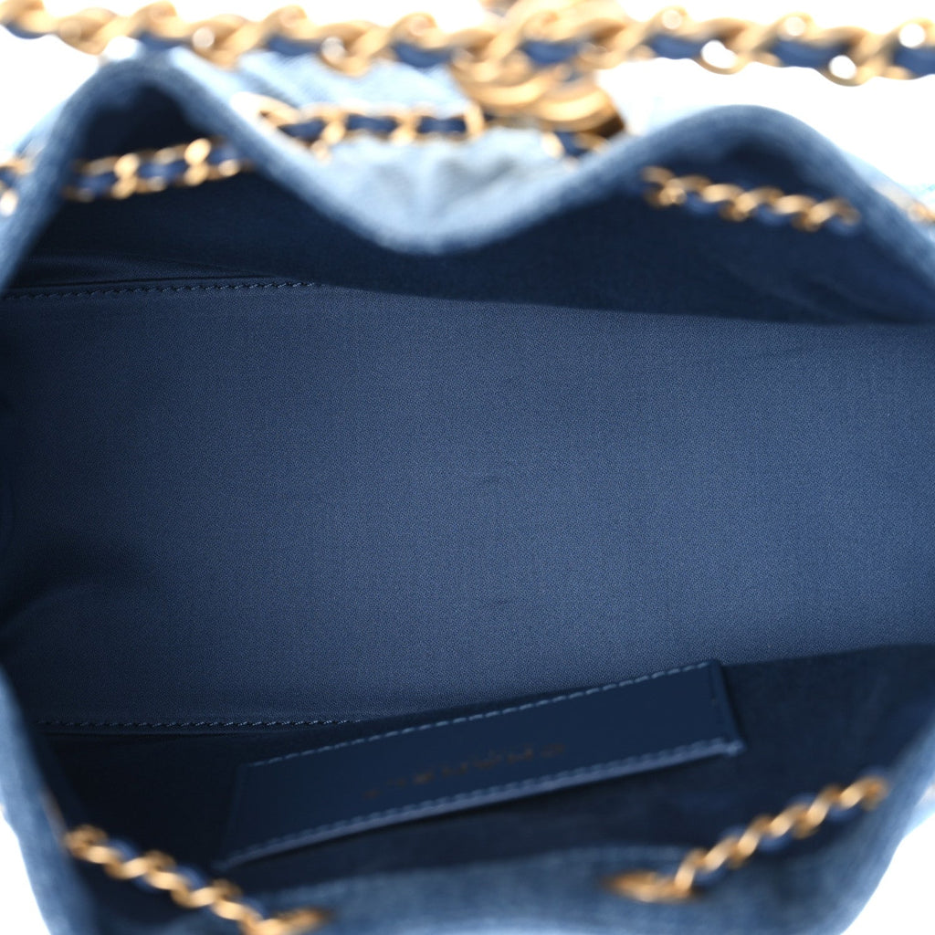 Chanel Washed Denim Quilted Small Chanel 25 Handbag Blue