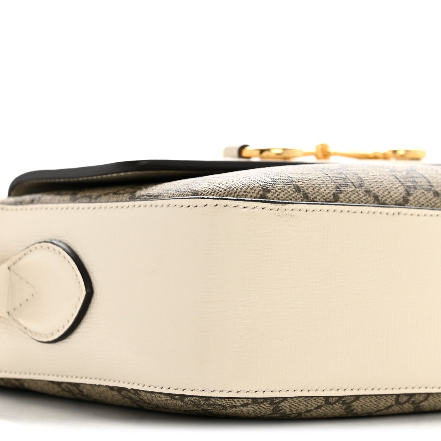 Gucci GG Supreme Monogram Small Horsebit 1955 Shoulder Bag Beige Mystic White