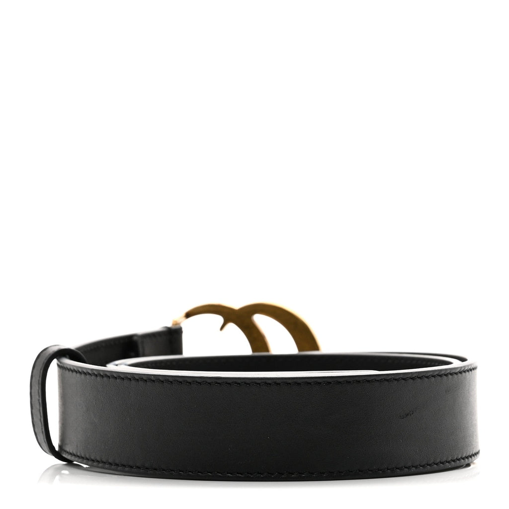 Gucci Calfskin Double G 30mm Belt 80 32 Black