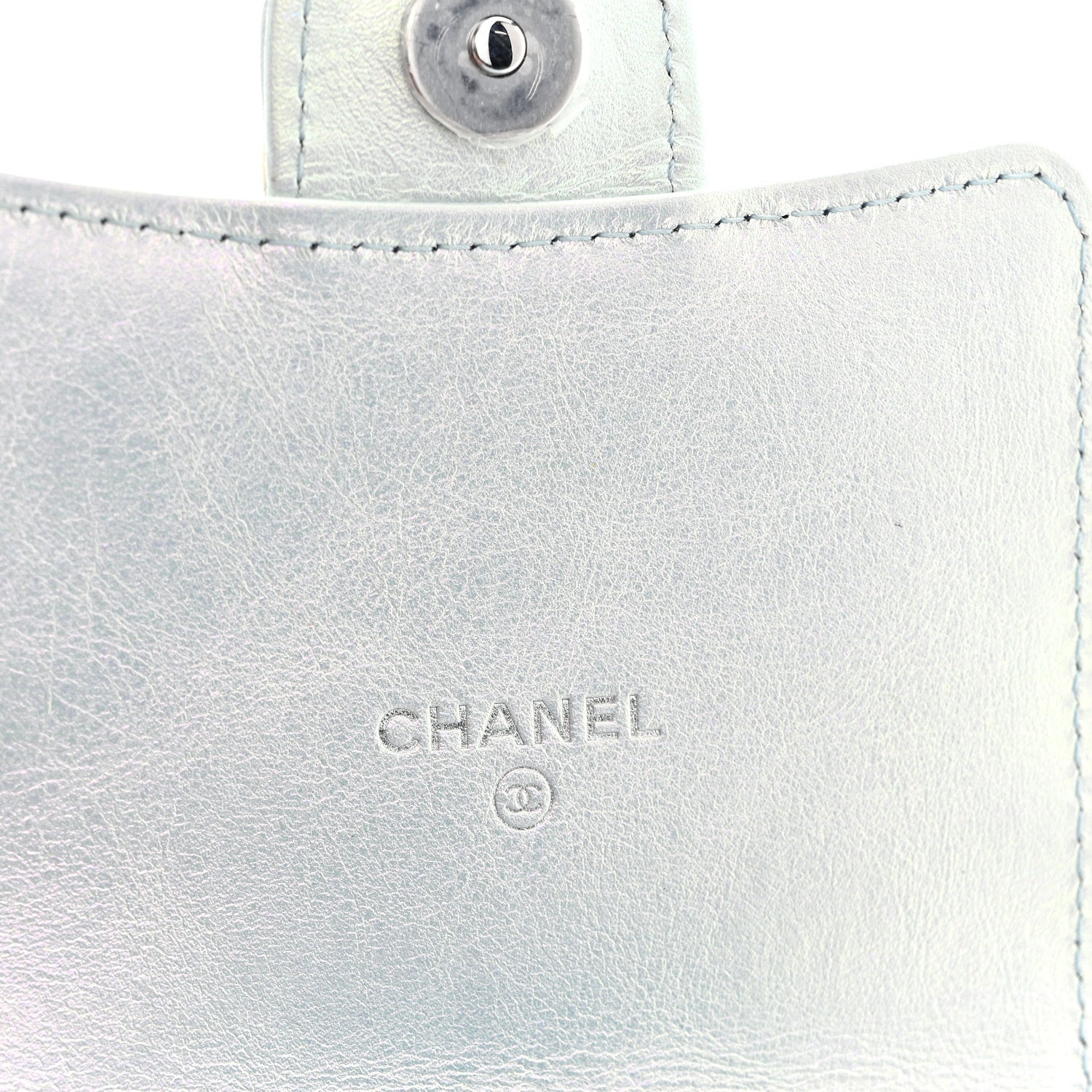 Chanel Iridescent Lambskin Quilted CC Phone Holder Blue