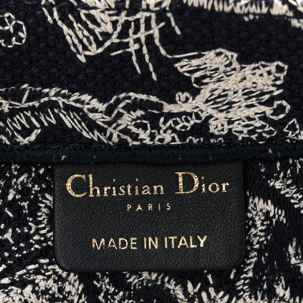 Christian Dior Canvas Embroidered Medium Dioriviera Toile De Jouy Book Tote Blue