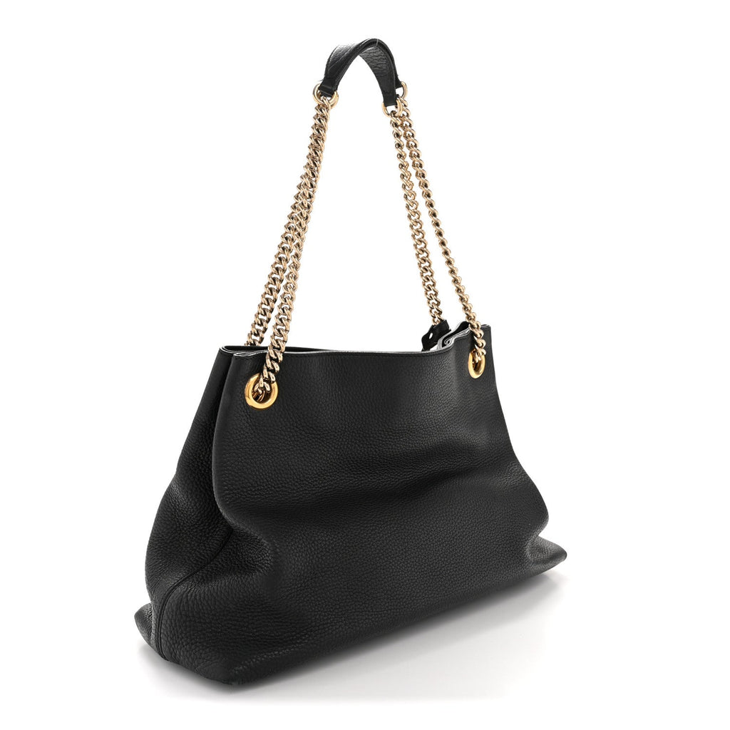 Gucci Pebbled Calfskin Medium Soho Chain Shoulder Bag Black