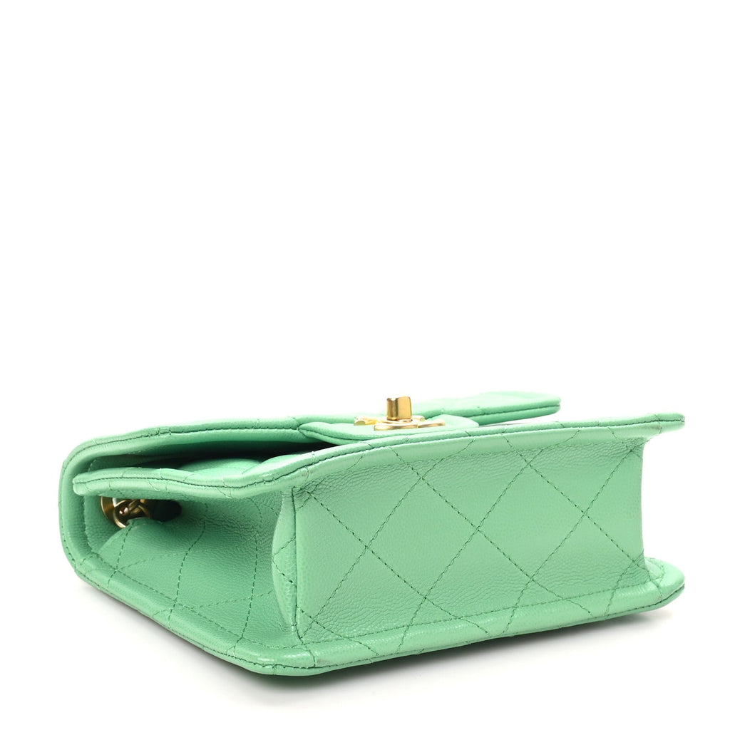 Chanel Caviar Quilted Mini Sweet Classic Flap Green