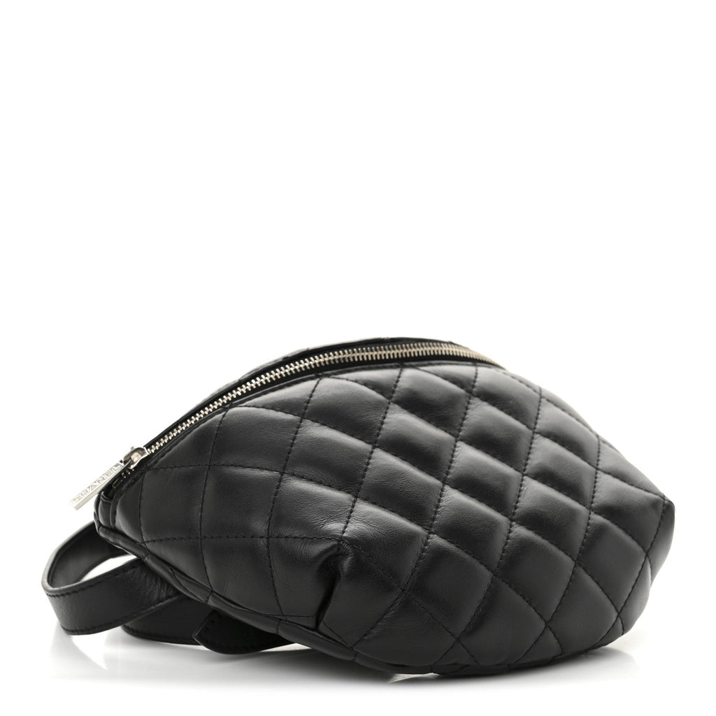 Chanel Calfskin Quilted Uniform Waist Belt Bag Black