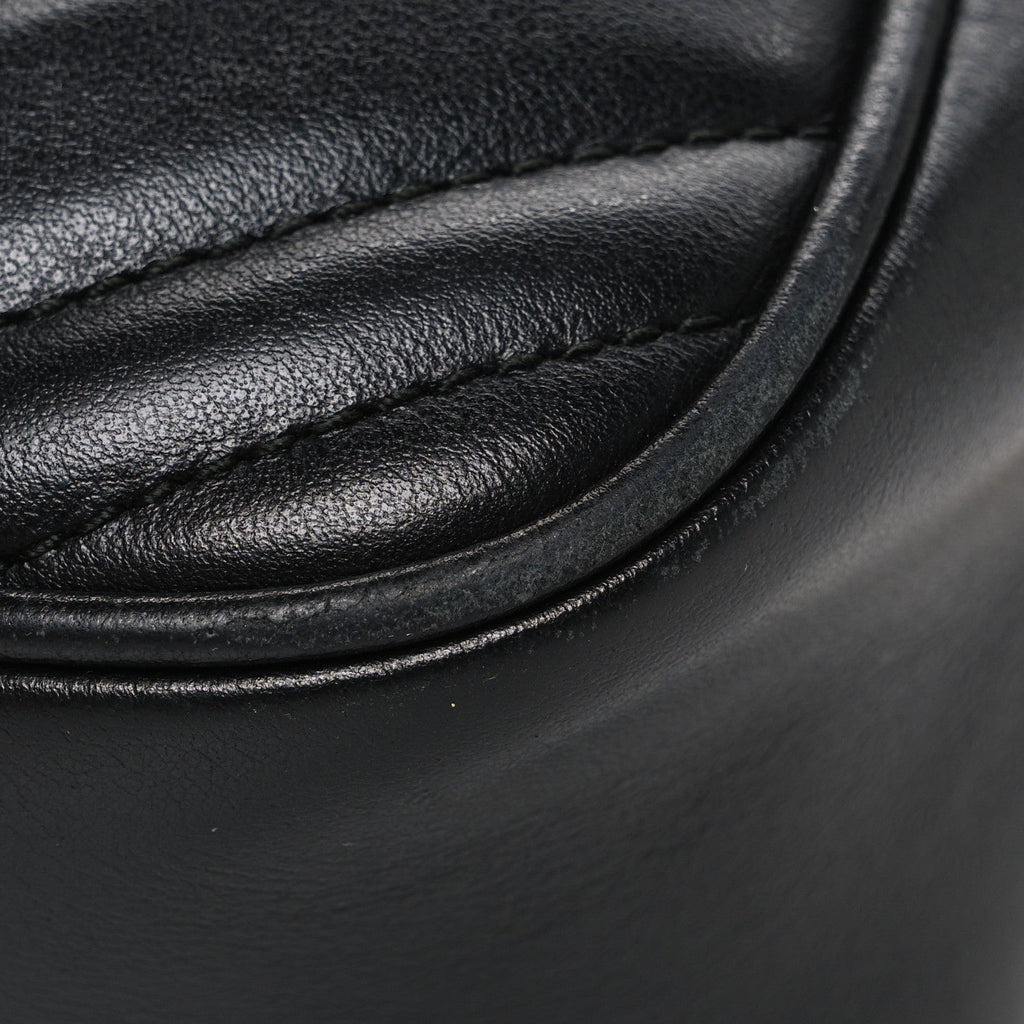 Gucci Calfskin Matelasse Small GG Marmont Chain Shoulder Bag Black