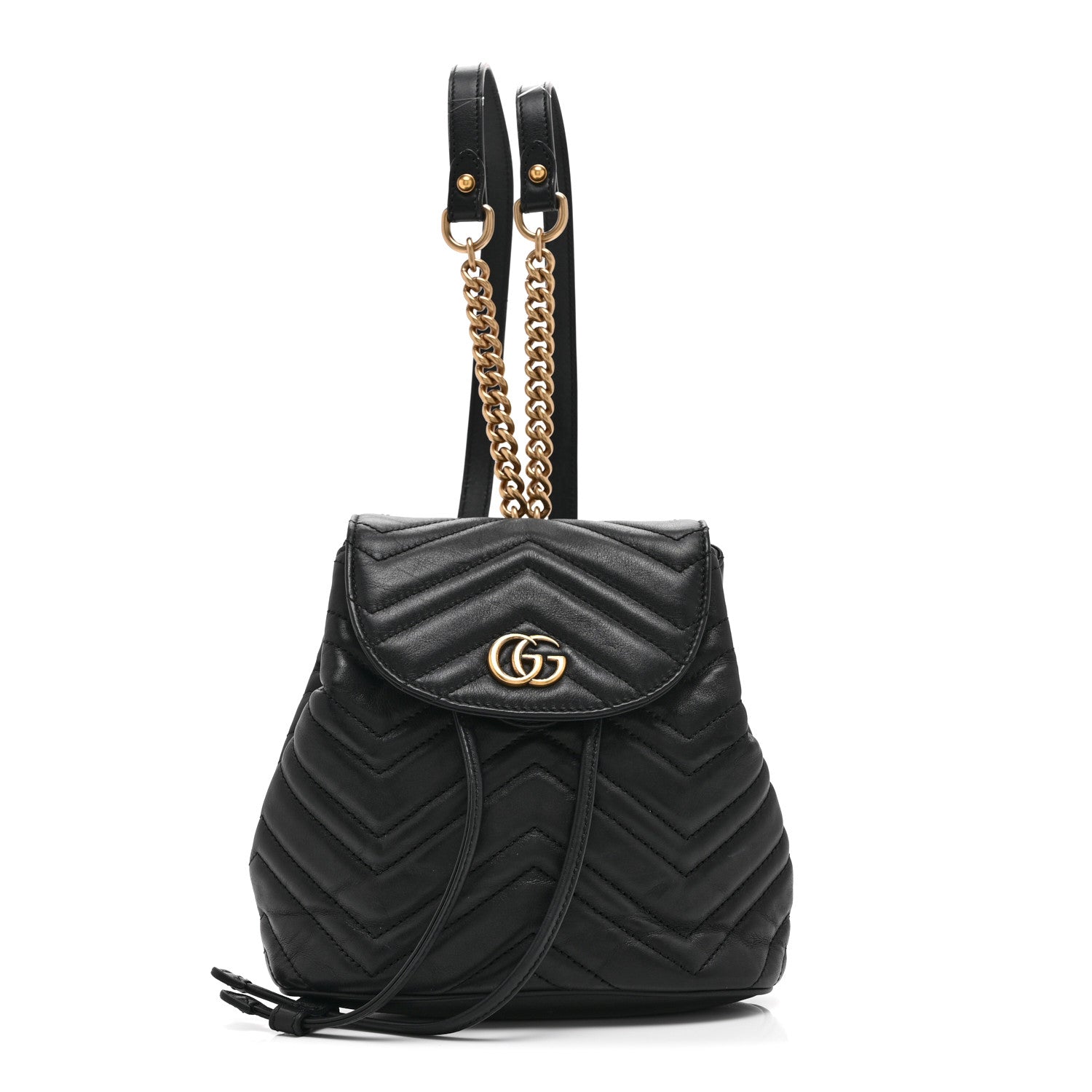 Gucci Calfskin Matelasse GG Marmont Flap Backpack Black
