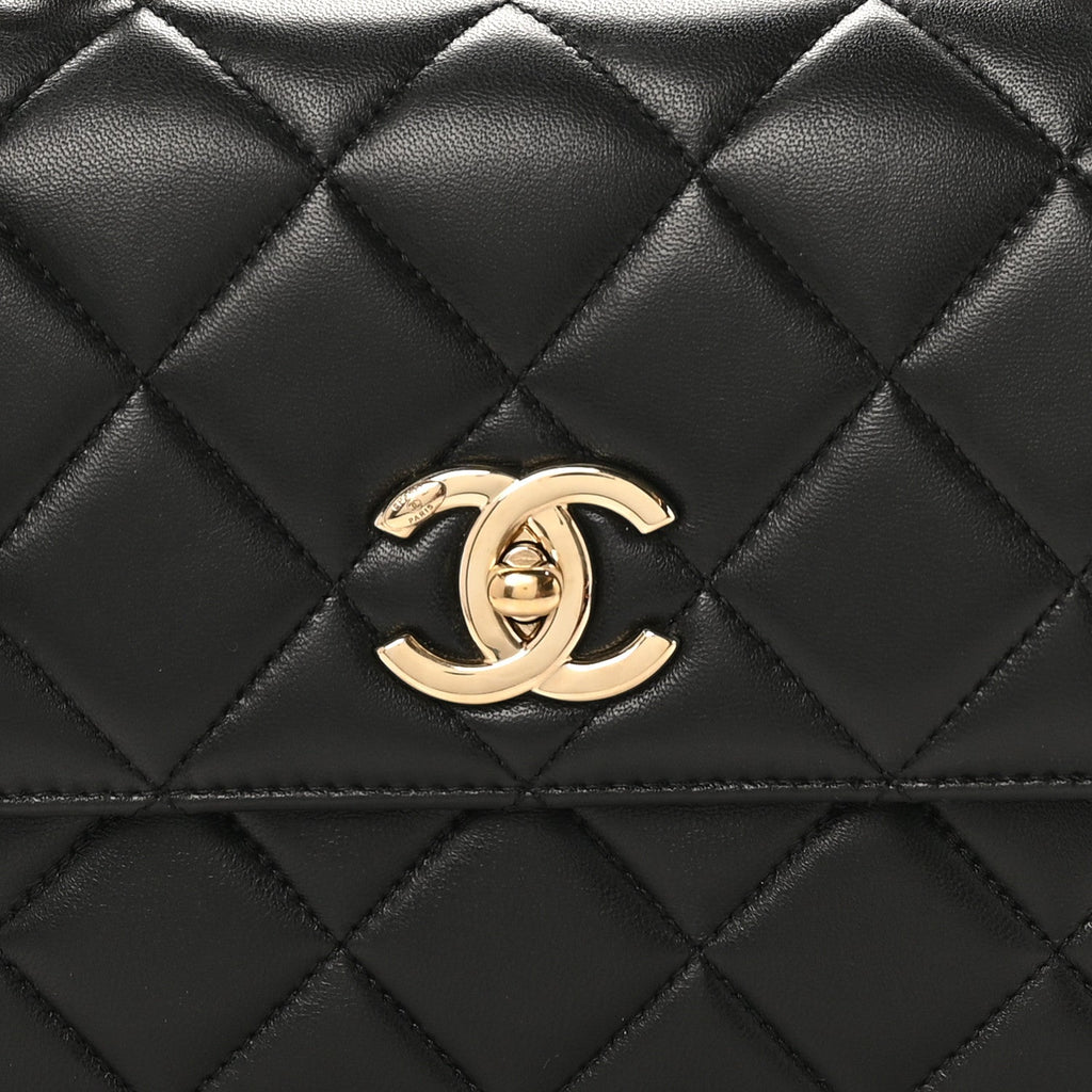 Chanel Lambskin Quilted Small Trendy CC Dual Handle Flap Bag Black
