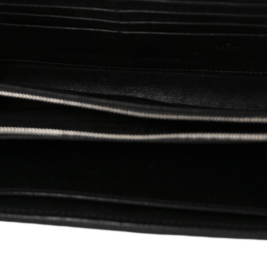 Gucci Sakai Be Green Calfskin Diagonal Stitched Blondie Wallet on Chain Black