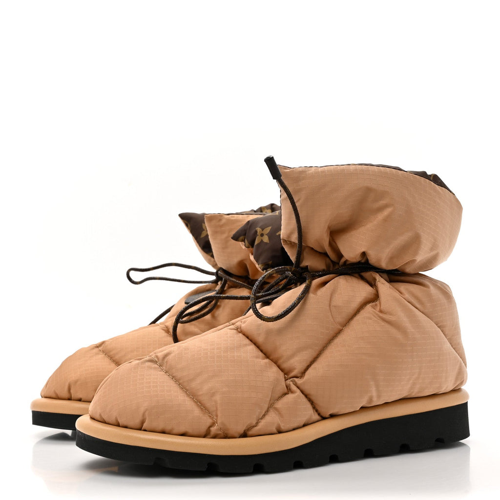 Louis Vuitton Nylon Monogram Pillow Comfort Ankle Boot 38 Beige
