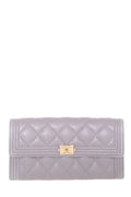 Chanel 2020 Grey Quilted Caviar Wallet