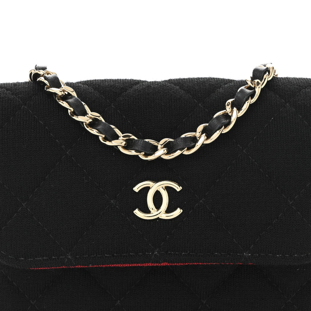 Chanel Jersey Quilted Micro Mini Flap Black