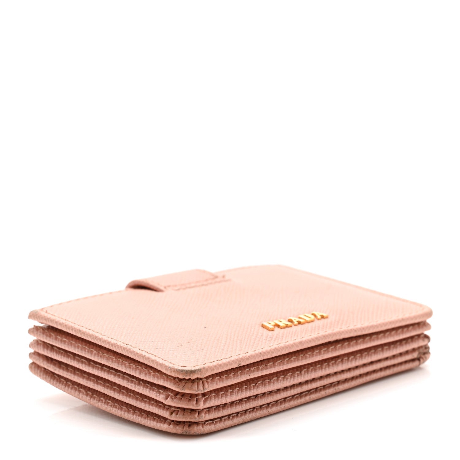 Prada Saffiano Metal Gusseted Card Holder Orchidea