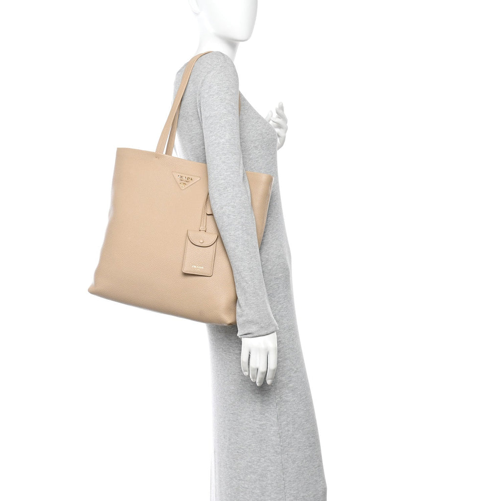 Prada Vitello Daino Soft Large Tote Bag Sabbia