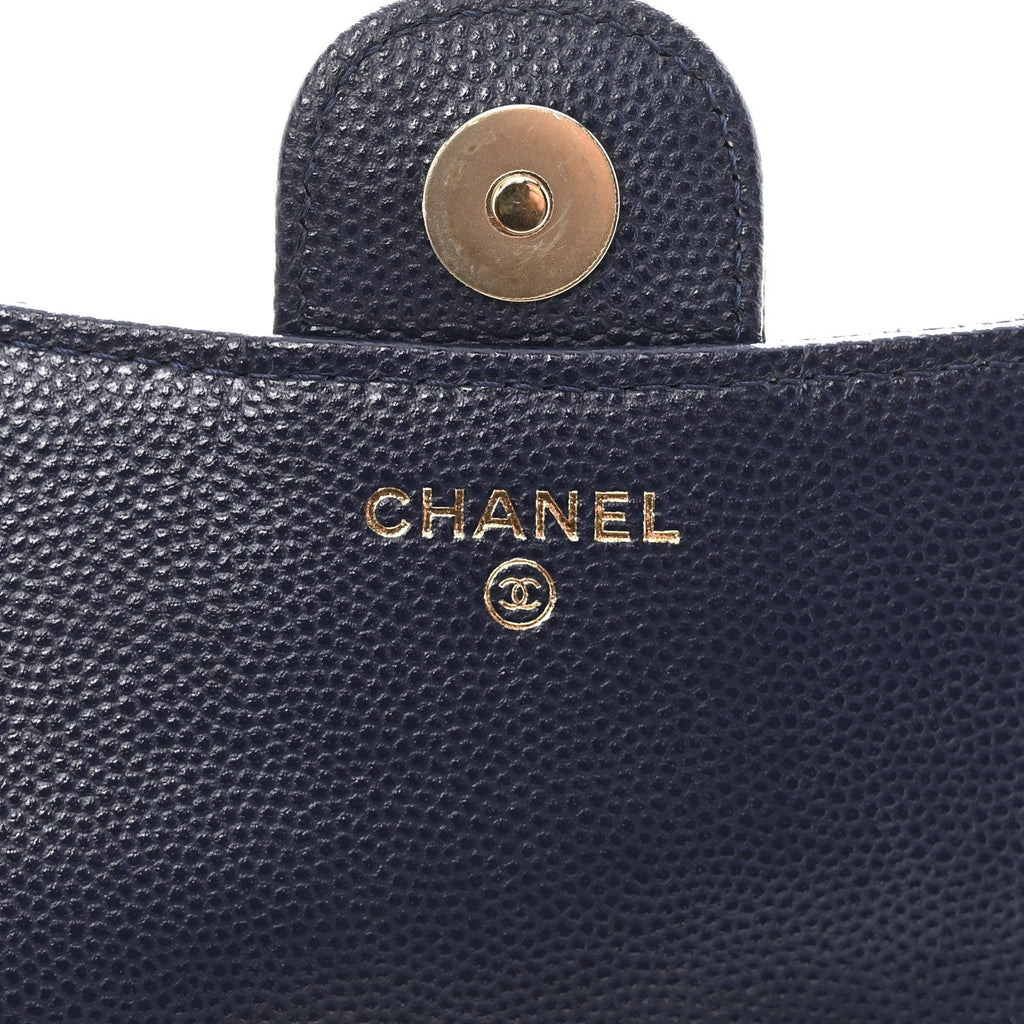 Caviar Quilted Flap Phone Holder With Chain Navy