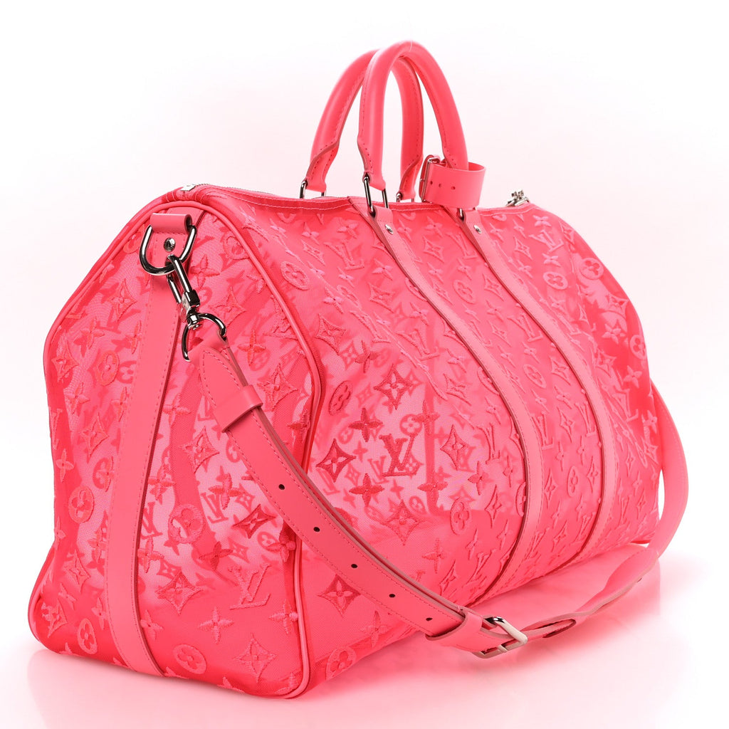 Louis Vuitton Monogram Fluo See Through Keepall Bandouliere 50 Rose