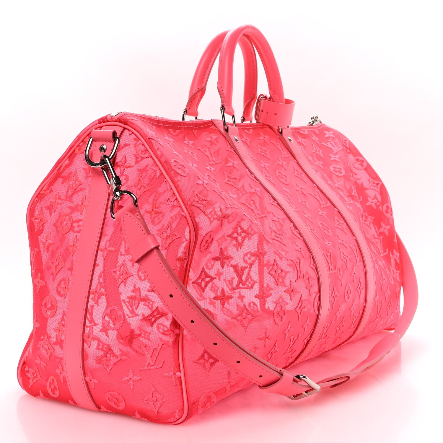 Louis Vuitton Monogram Fluo See Through Keepall Bandouliere 50 Rose