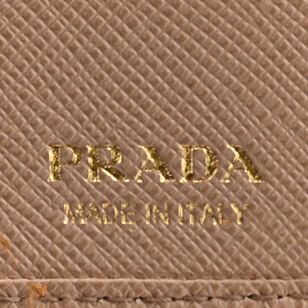 Prada Saffiano Tri-Fold Bow Wallet Cammeo