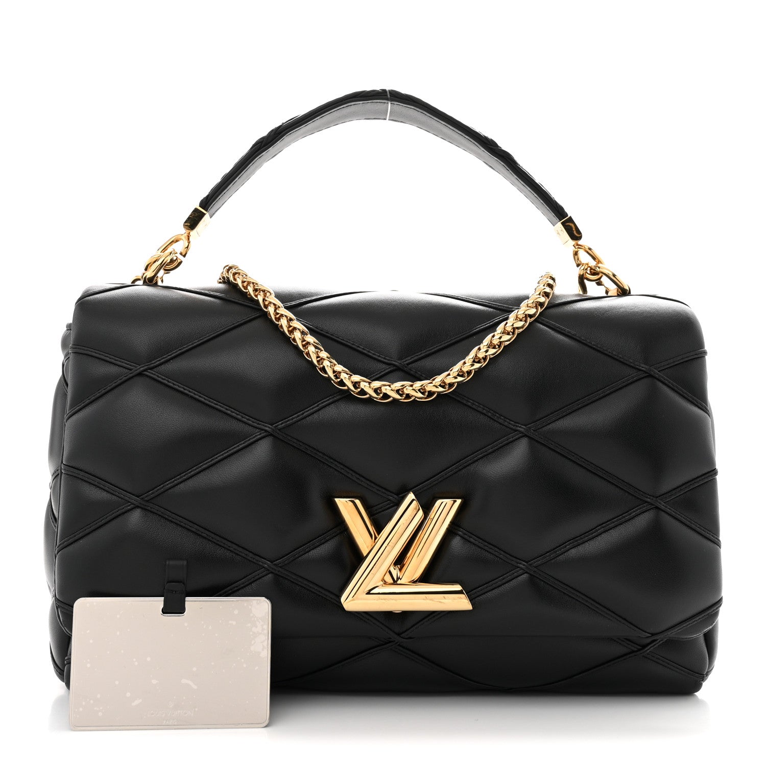 Louis Vuitton Lambskin Malletage Top Handle GO-14 GM Black