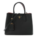 Prada Saffiano Cuir Medium Double Bag Black Fuoco