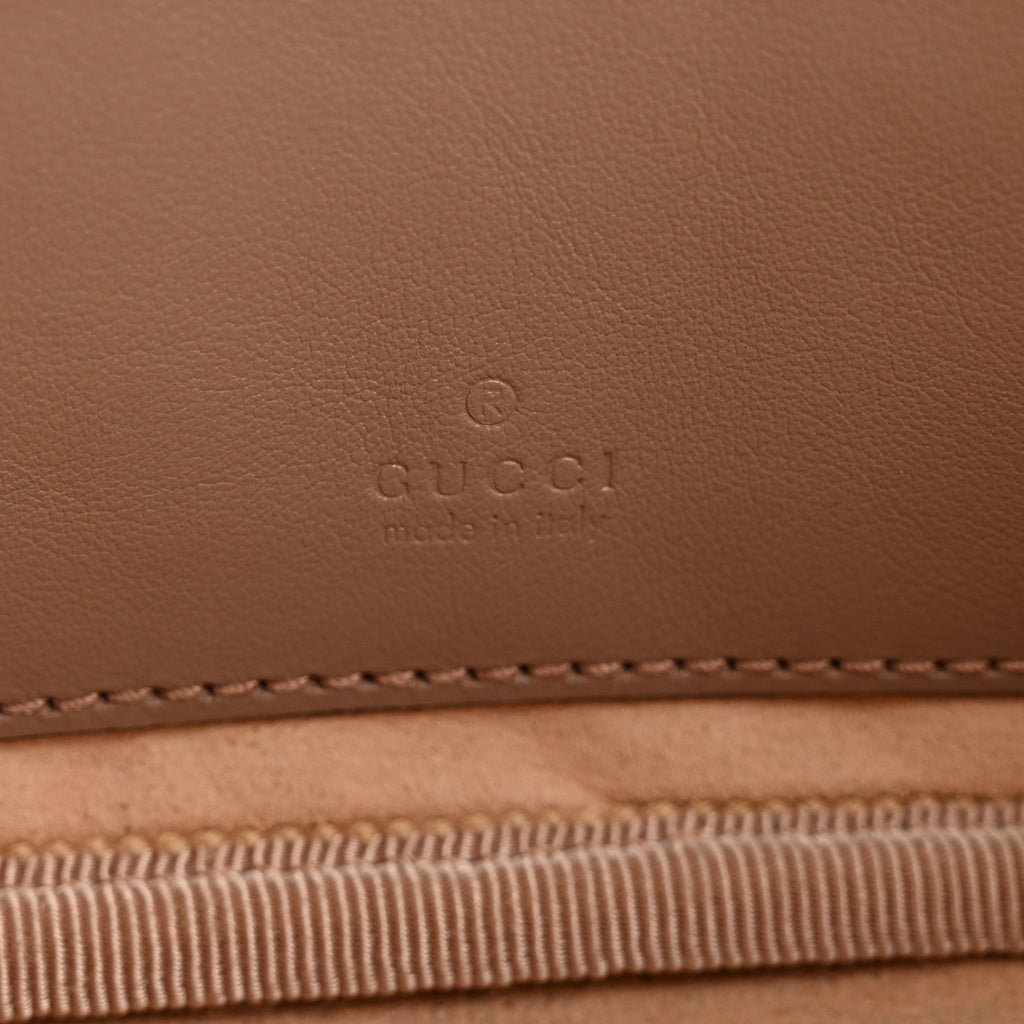 Gucci Calfskin Matelasse Mini GG Marmont Chain Crossbody Bag Porcelain Rose