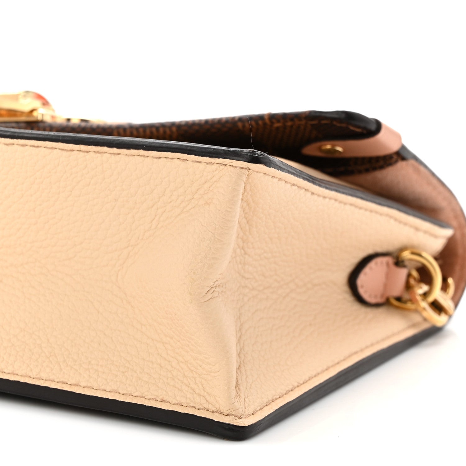 Louis Vuitton Damier Ebene Vavin Chain Wallet Creme