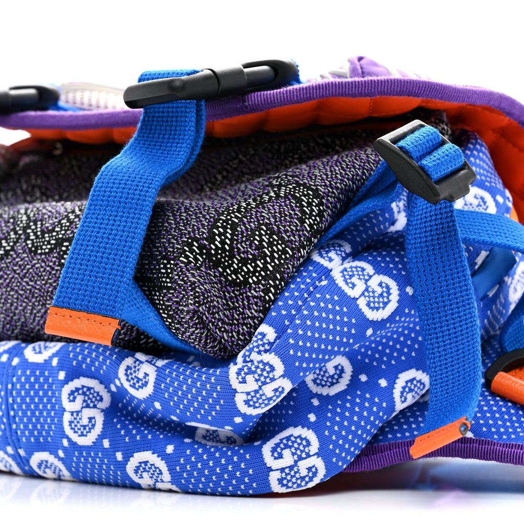 Gucci Jersey GG Monogram All Over Sporty Flap Backpack Blue Multicolor