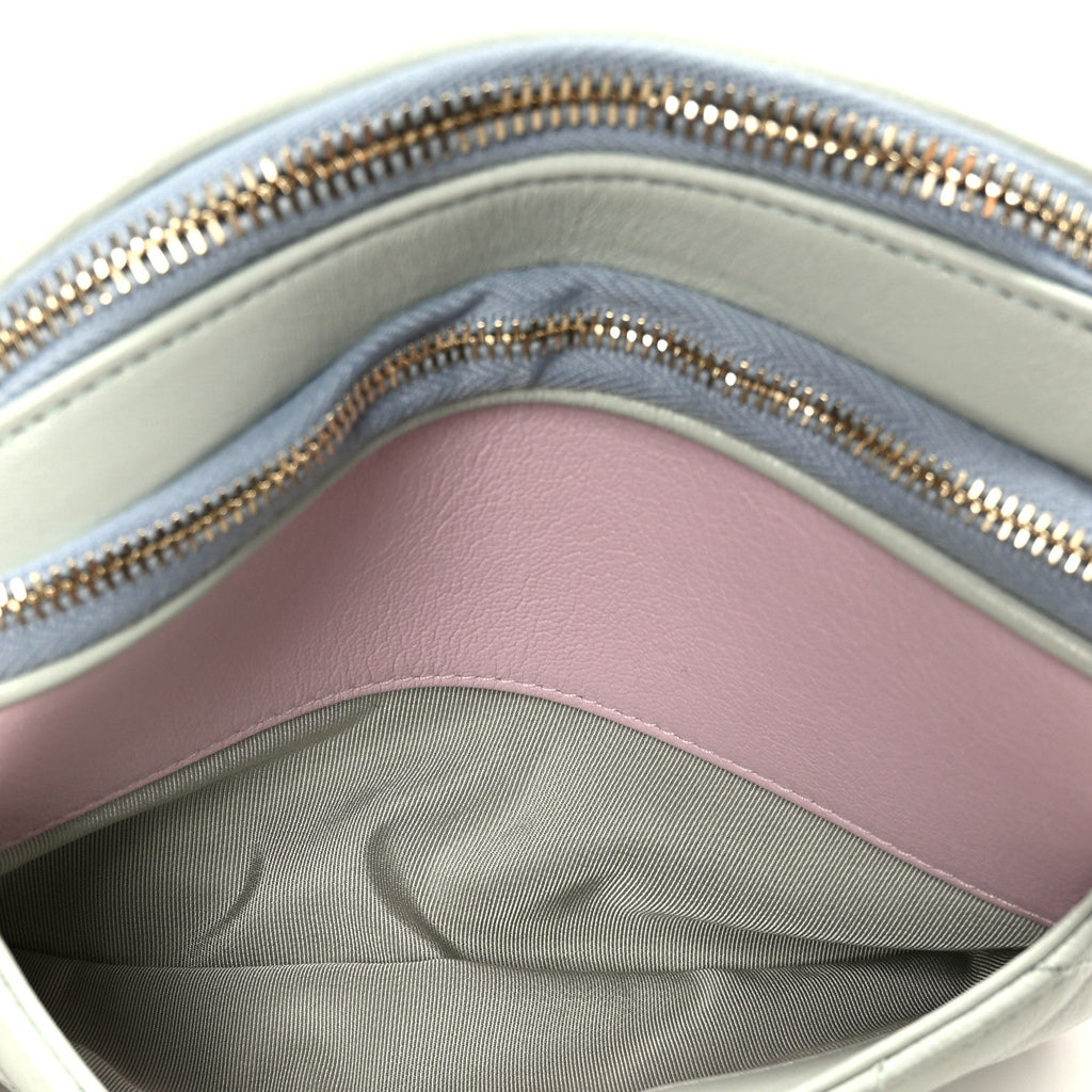 Chanel Goatskin Quilted Tri-Color In & Out Waist Bag Green Blue Pink