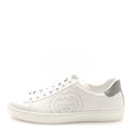 Gucci Calfskin Interlocking G Perforated Mens Ace Sneakers 8 White Grey Sky