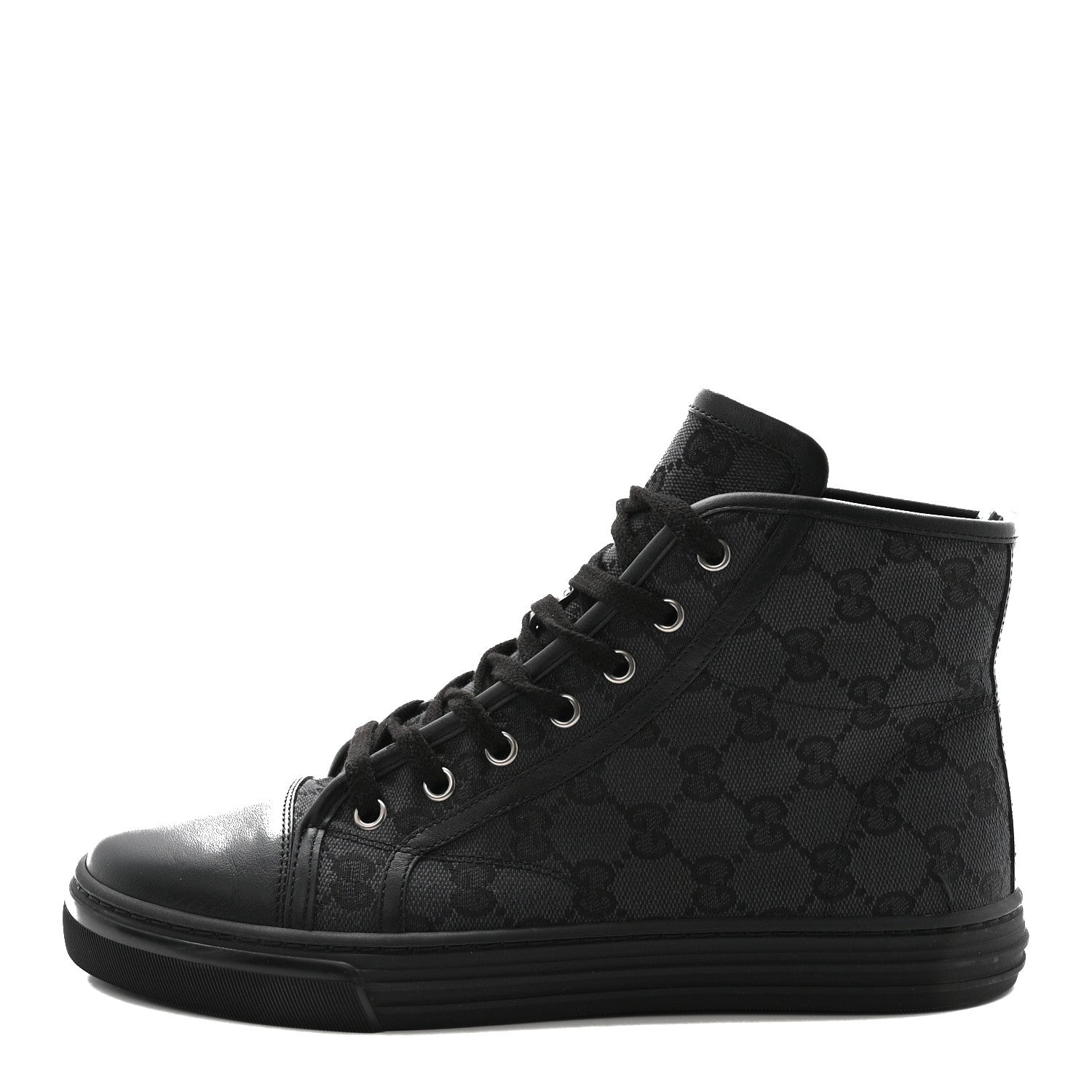 Gucci Monogram High Top Sneakers 38 Black