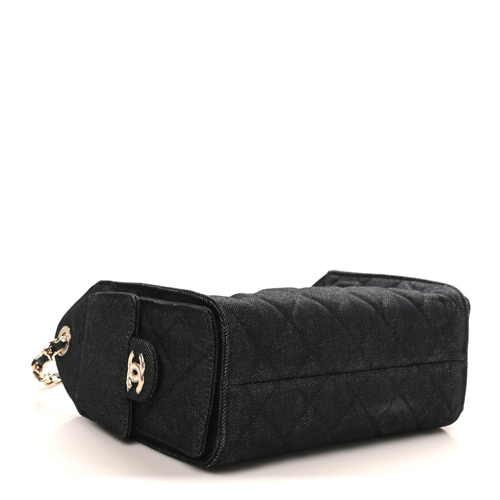 Chanel Denim Quilted Mini Chanel 25 Handbag Dark Blue