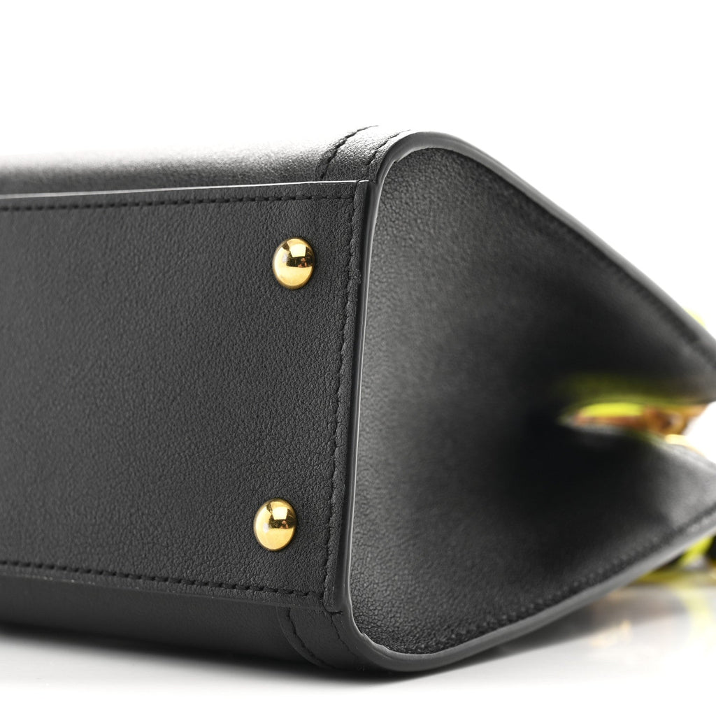 Gucci Wonka Grain Calfskin Mini Diana Tote Bag Black Yellow Fluo