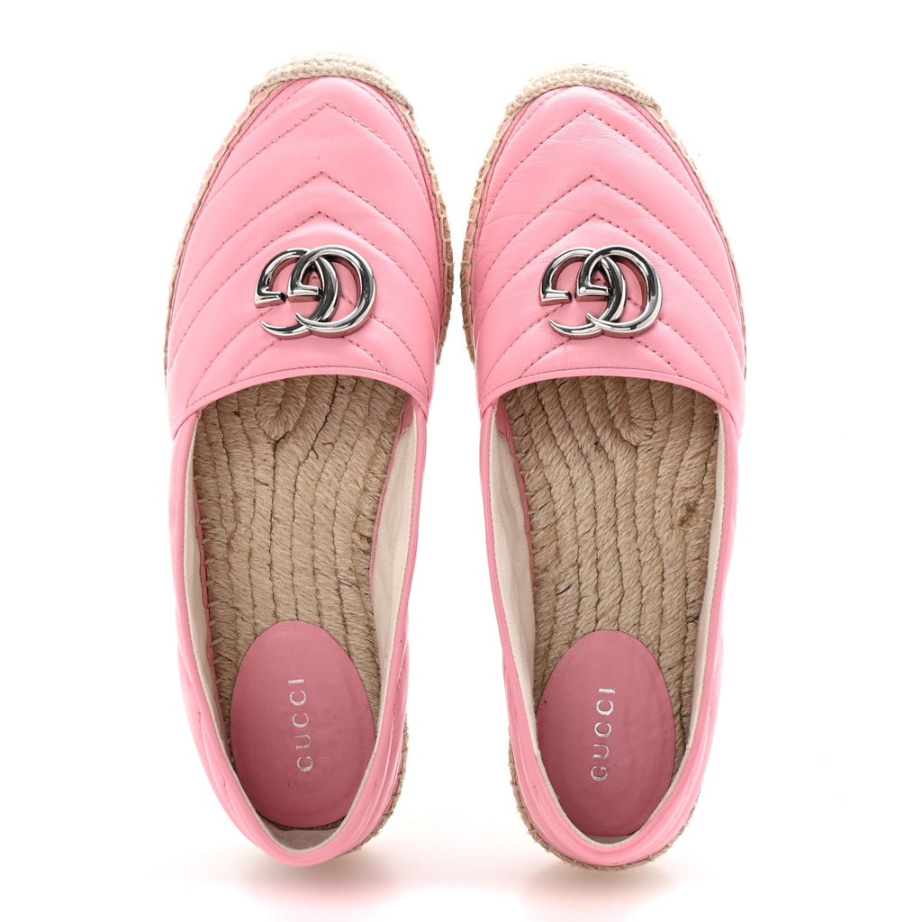 Gucci Nappa Matelasse GG Marmont Espadrilles 38.5 Wild Rose