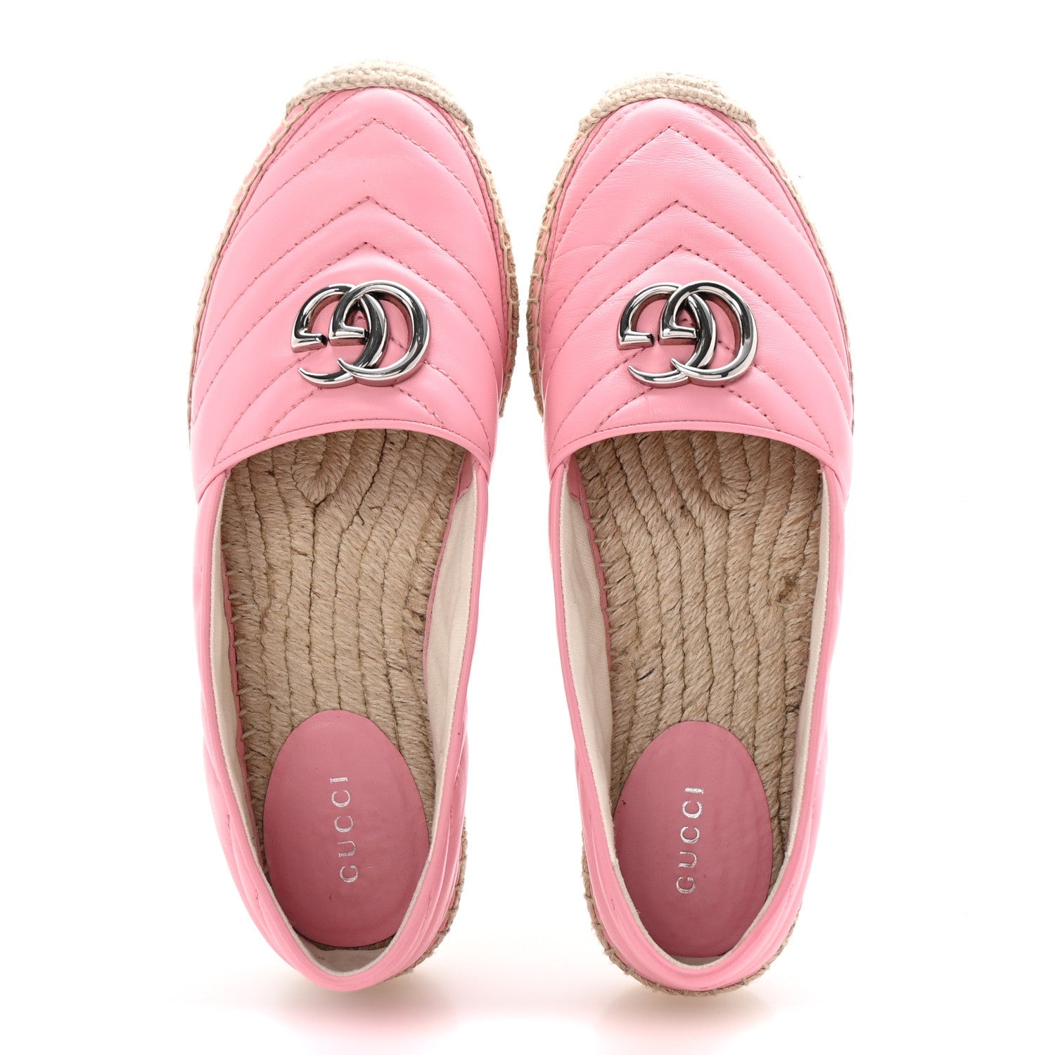 Gucci Nappa Matelasse GG Marmont Espadrilles 38.5 Wild Rose