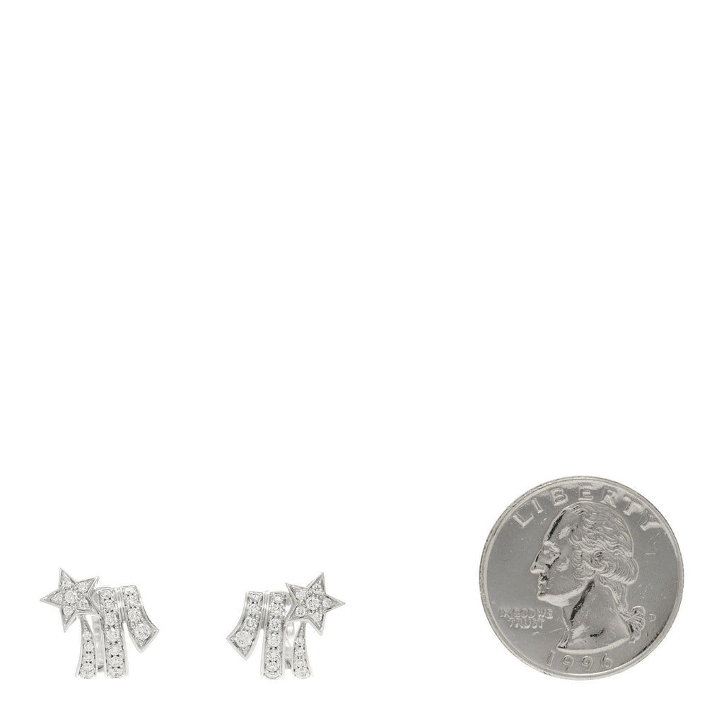 18K White Gold Diamond Etoile Filante Earrings