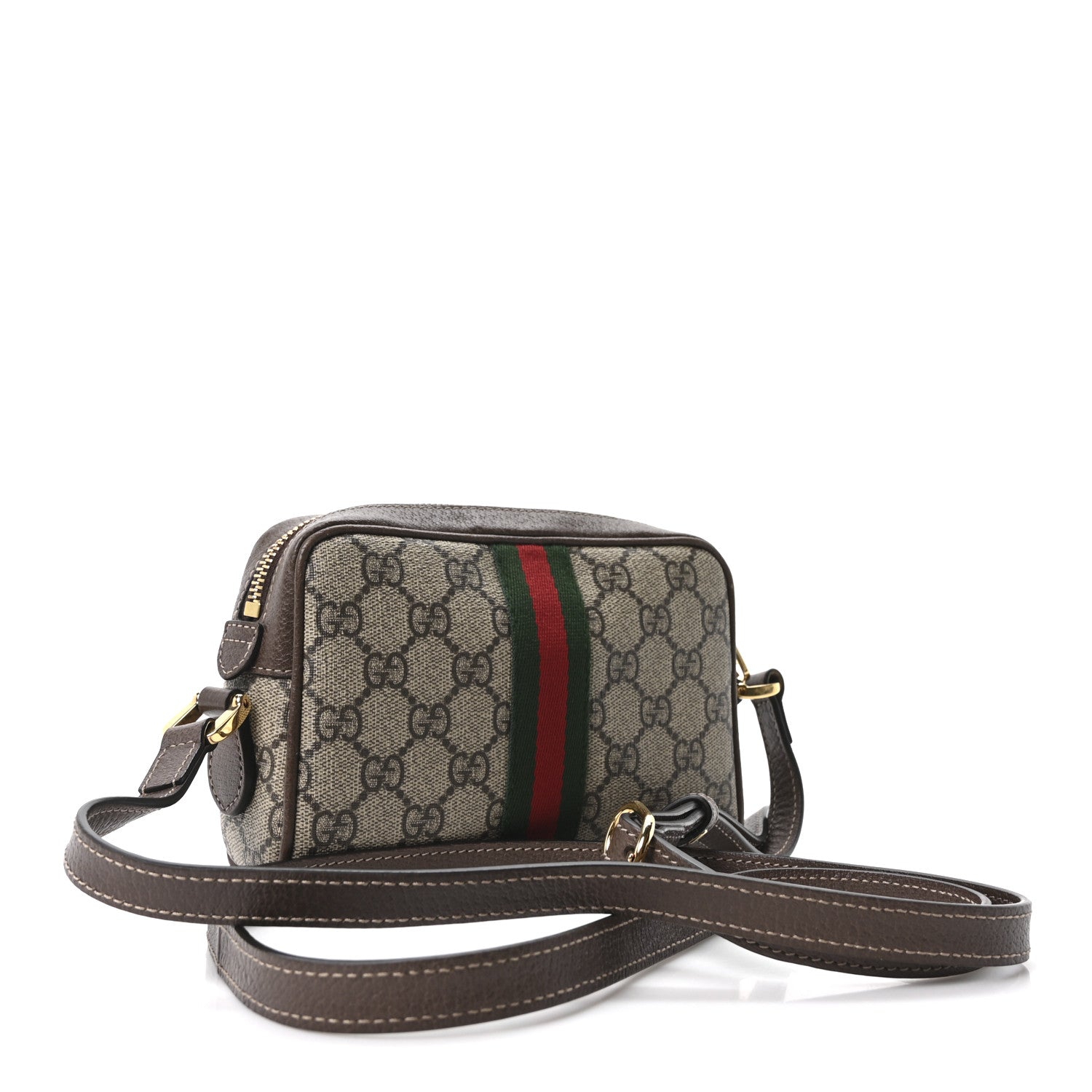 Gucci GG Supreme Monogram Web Mini Ophidia Shoulder Bag Brown