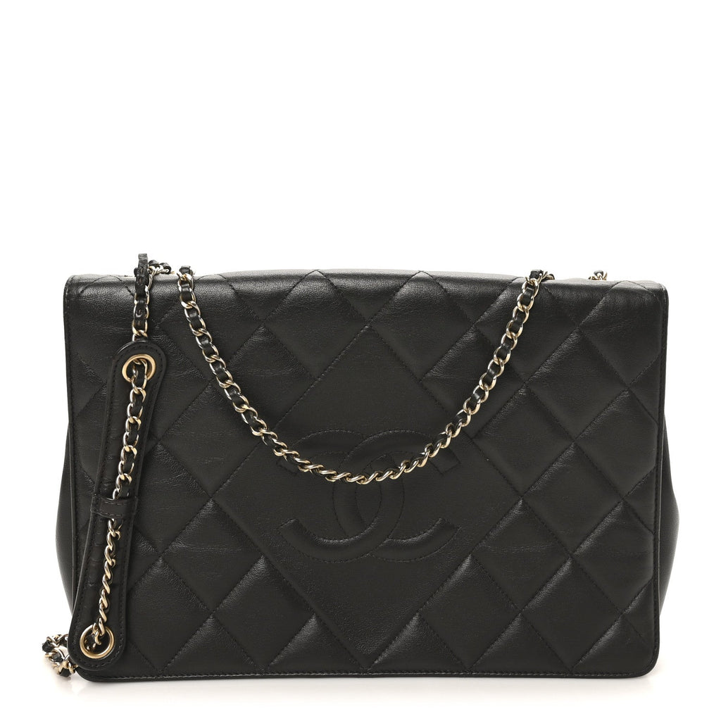 Chanel Lambskin Quilted Large Diamond CC Flap Black