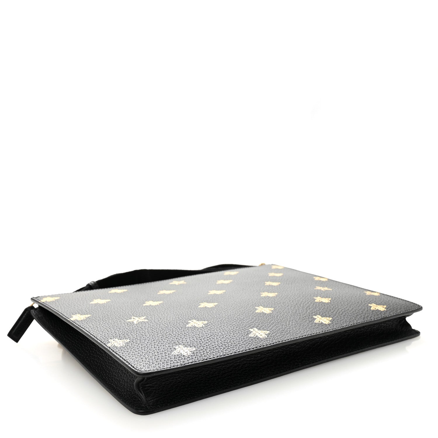 Gucci Grained Calfskin Bee Star Messenger Black