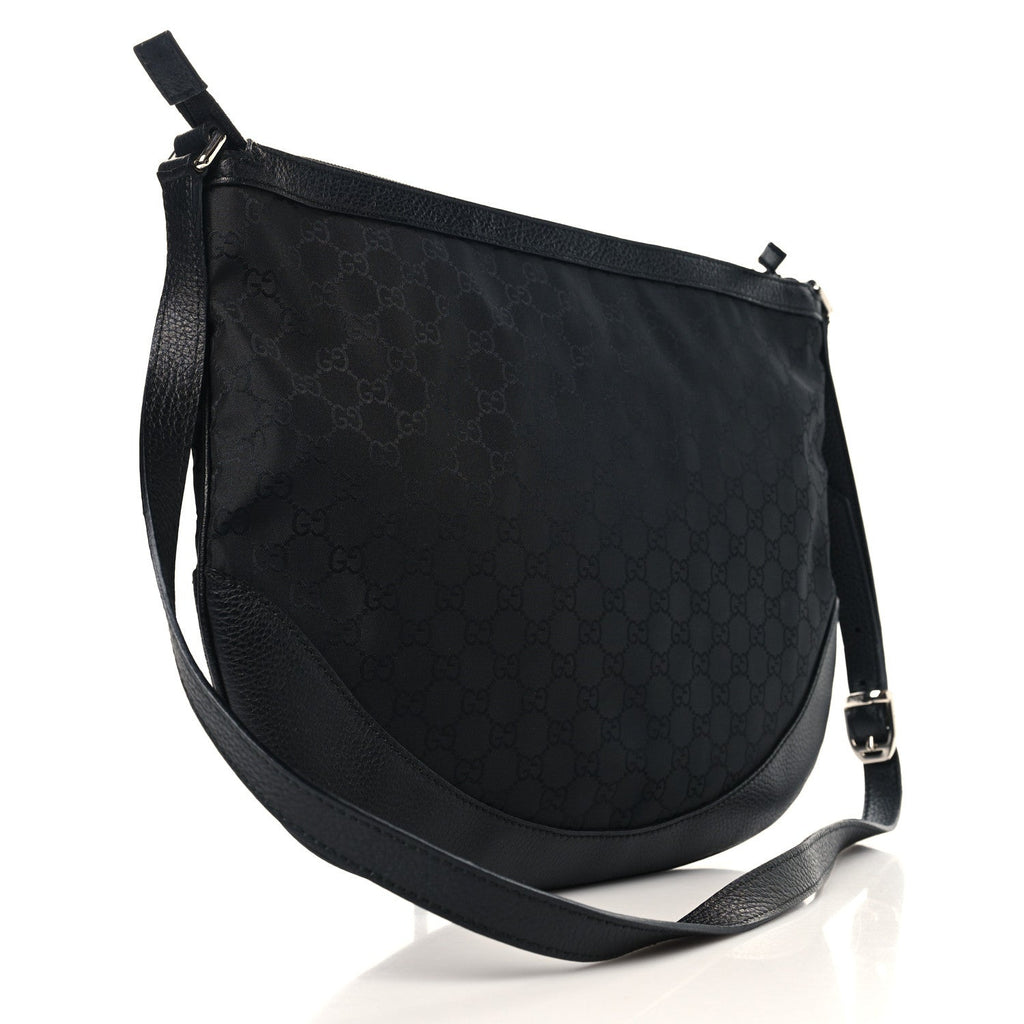 Gucci Denim Monogram Large Half Moon Hobo Black