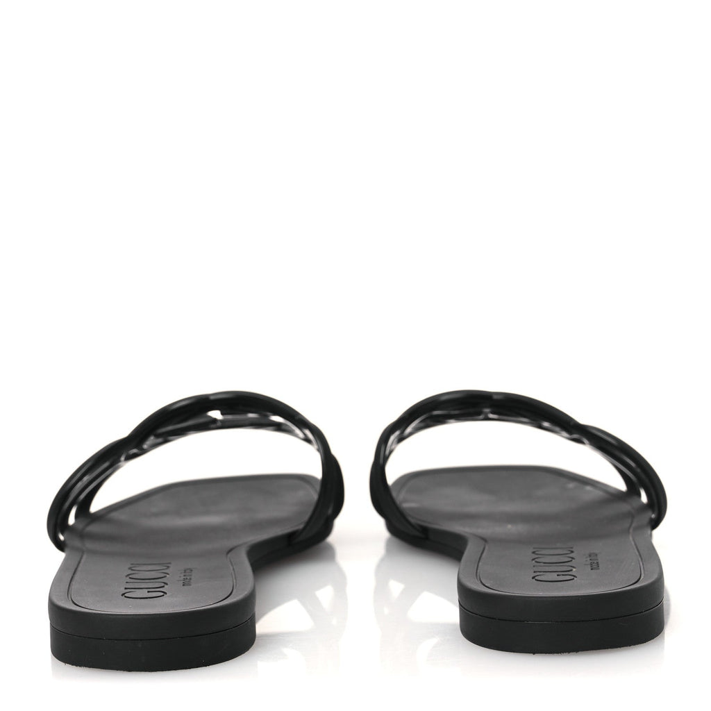 Gucci Rubber Interlocking G Womens Slide Sandals 38 Black