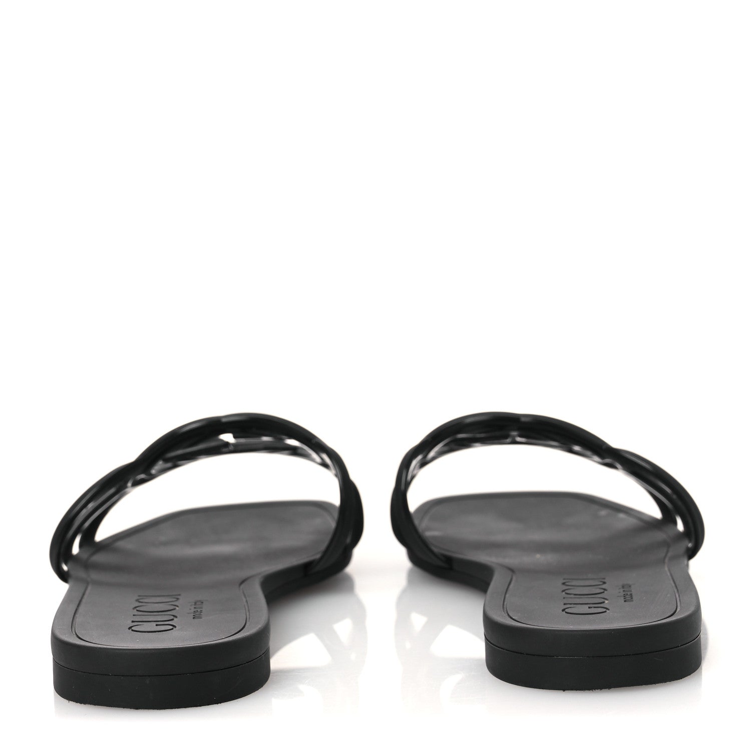 Gucci Rubber Interlocking G Womens Slide Sandals 38 Black