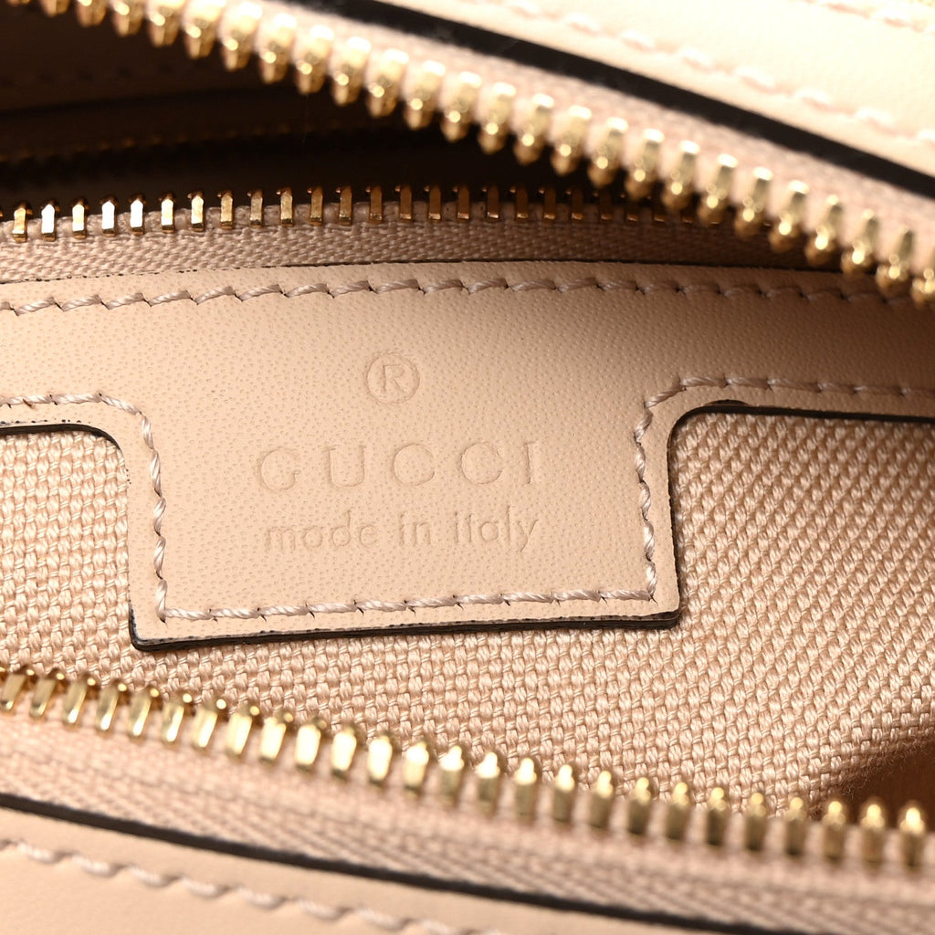 Gucci Summer Denim Calfskin GG Monogram Small Ophidia Top Handle Bag Souffle Rose
