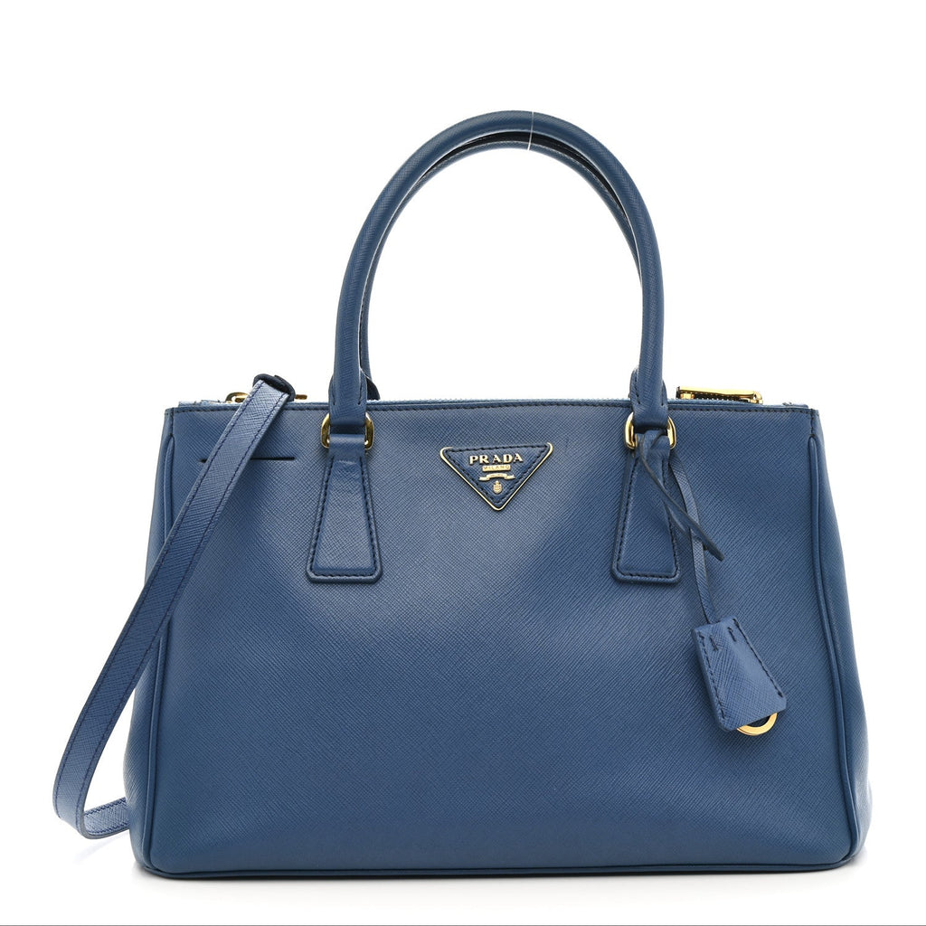 Prada Saffiano Small Galleria Double Zip Tote Cobalto