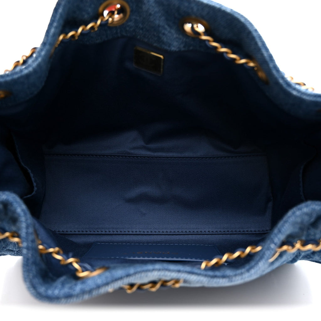 Chanel Washed Denim Quilted Mini Chanel 25 Handbag Blue