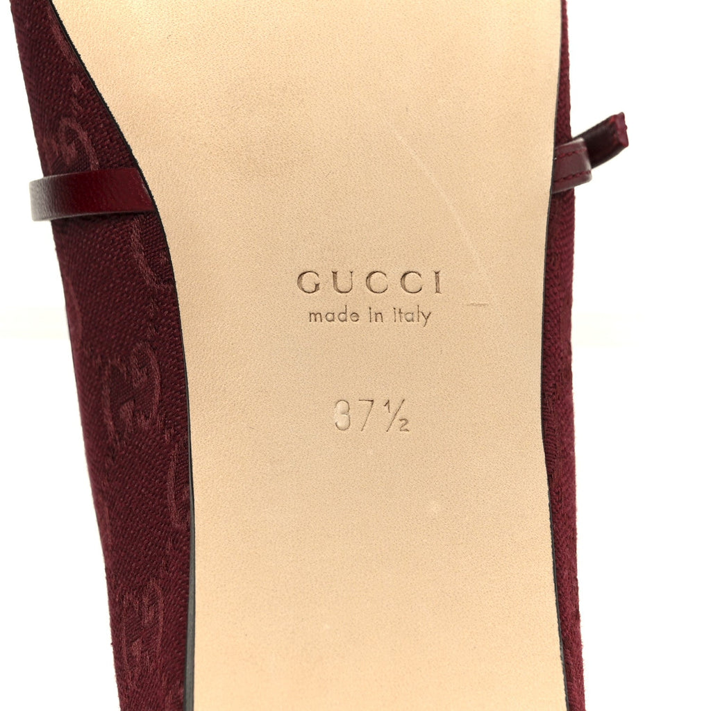 Gucci GG Monogram Horsebit Ballet Flats 37.5 Rosso Ancora
