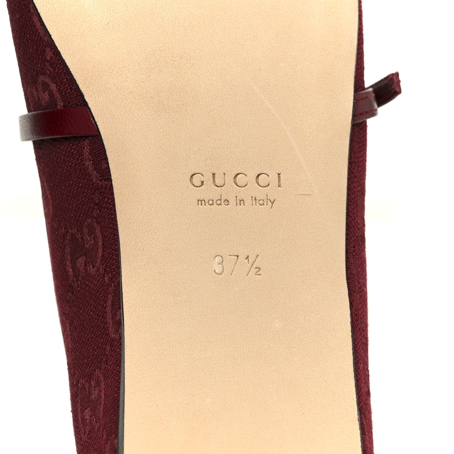 Gucci GG Monogram Horsebit Ballet Flats 37.5 Rosso Ancora