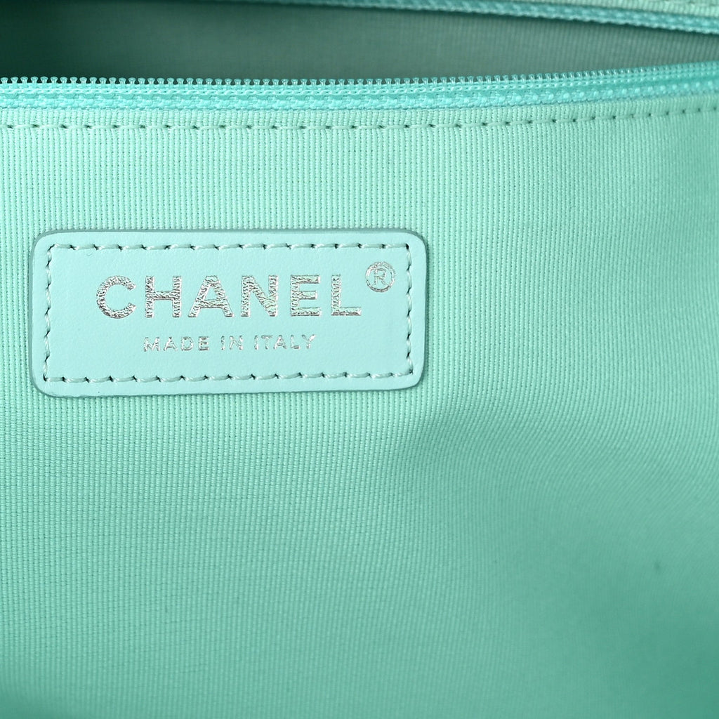 Chanel Shaded Calfskin Medium Deauville Tote Light Green Turquoise Purple