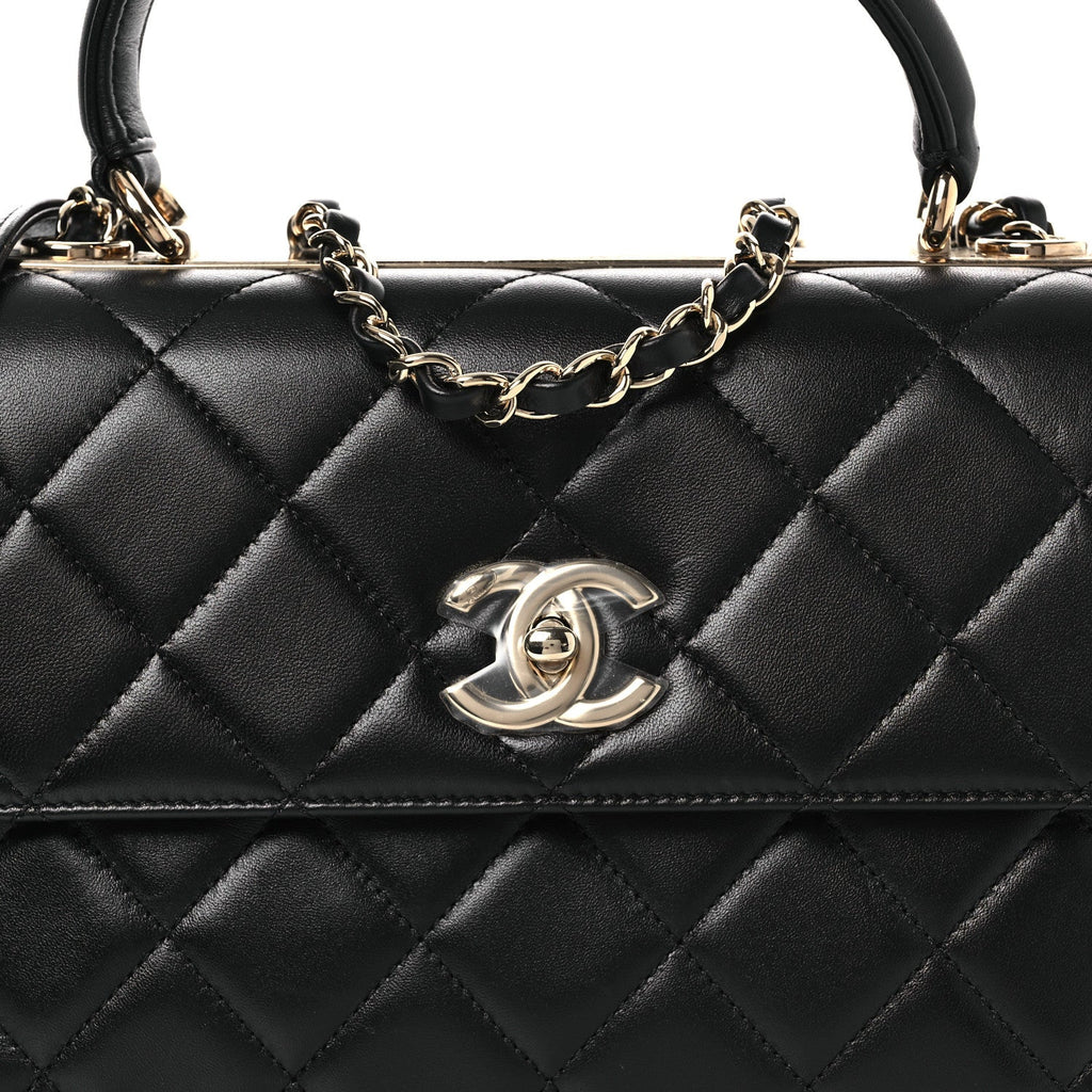 Chanel Lambskin Quilted Small Trendy CC Dual Handle Flap Bag Black